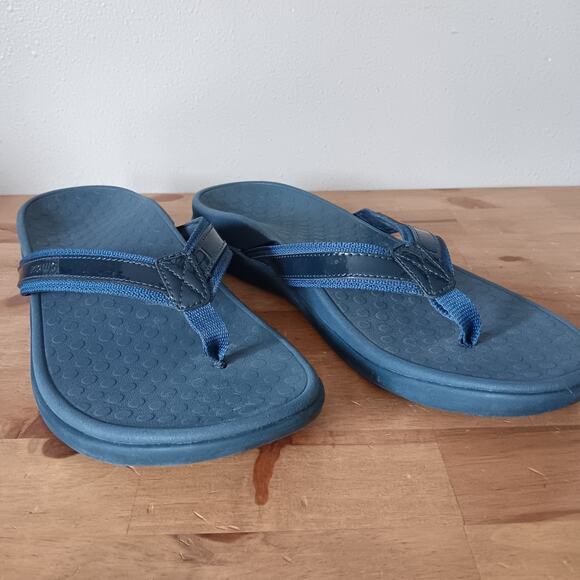 Vionic Tide Toe Post Women's Orthotic Sandals, Patent Leather Navy, Size US 11M - Picture 5 of 9